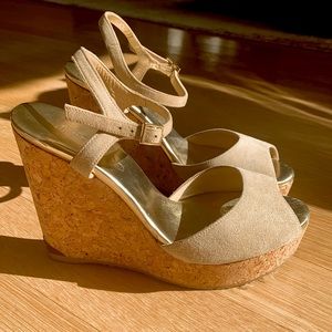 Jimmy Choo Open Toe Wedges Suede (8.5/39)